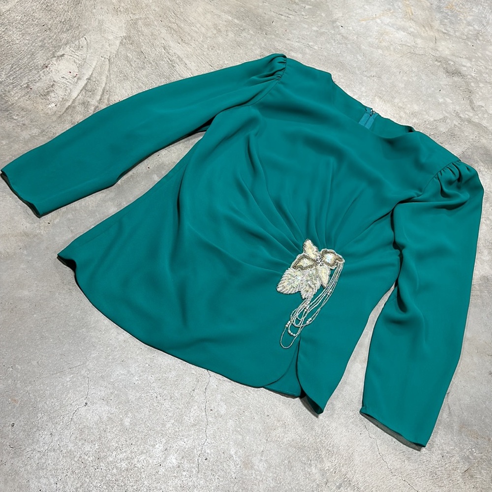 Elliette brand Green dress Top /Size 12 /‎ B-78 - Picture 3 of 5